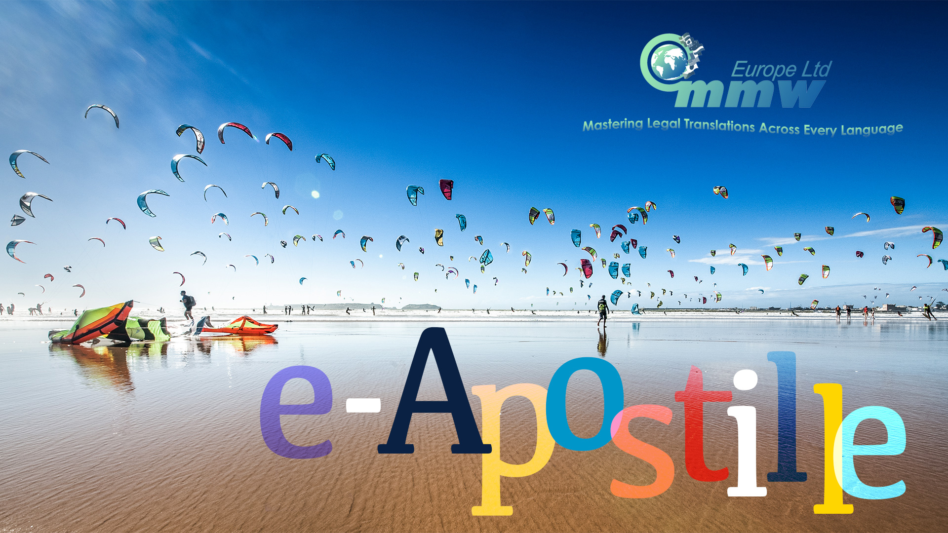 Beach with e-Apostille text symbolizing the global transition to digital document legalisation under the Hague Convention